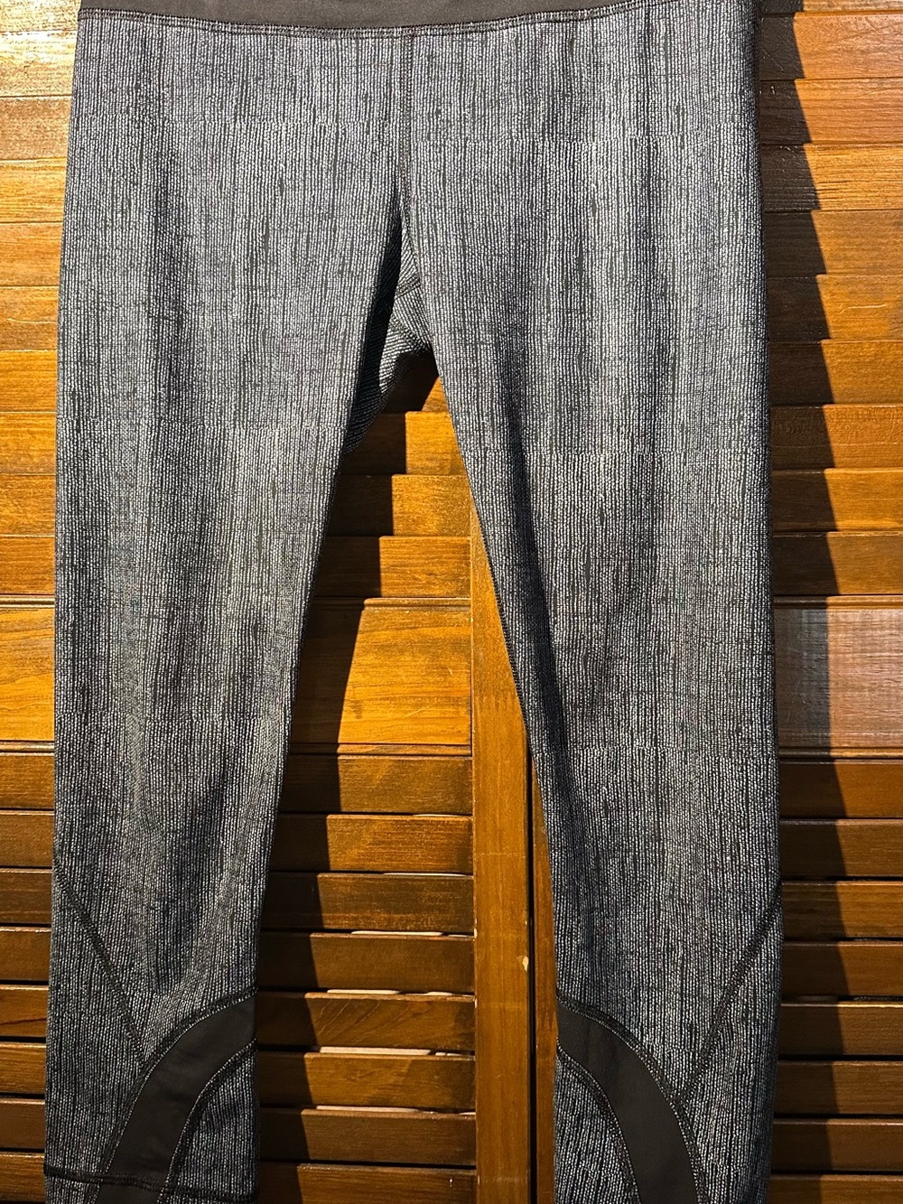 lululemon athletica Gray Textured Crop Leggings with Black Panel Accents
